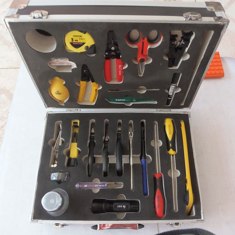 Image of 25PCS fiber optic cable connecting box Ftth optical cableconstruction tools set and fiber optic construction toolbox by DHL