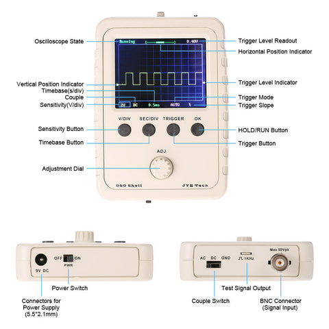 Image of Digital Oscilloscope DIY Kit Parts with Case