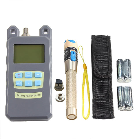 Image of AUA 9 In 1 Fiber Optic FTTH Tool Kit with Fiber Cleaver Optical Power Meter 5km Visual Fault Locator