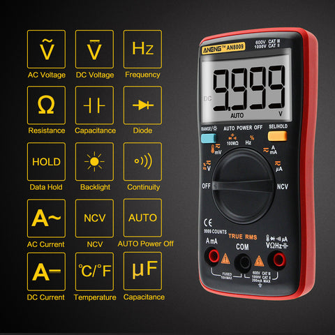 Image of AN8008 Auto Range Digital Multimeter 9999 counts With Backlight