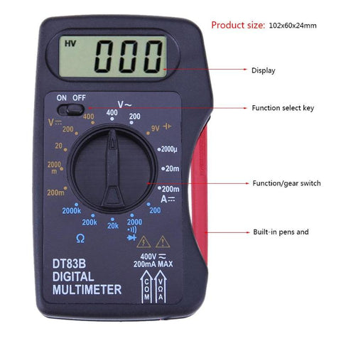 Image of DT83B Digital Multimeter Mini Pocket Voltmeter
