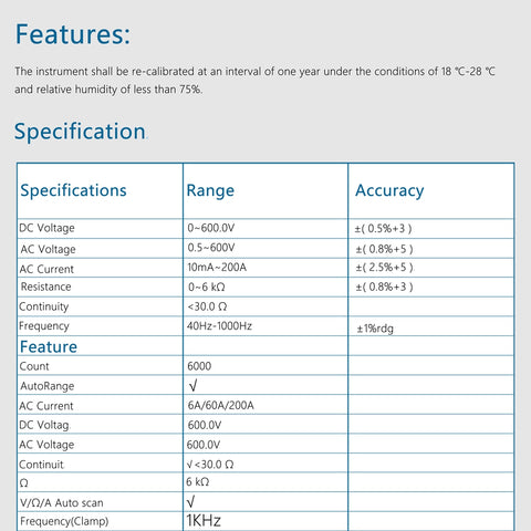Image of Smart Mini Digital AC Clamp Meter