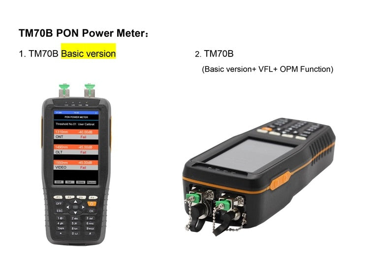 PON Optical Power Meter With 1mw VFL And Optical Power Meter for EPON GPON xPON OLT-ONU 1310/1490/1550nm TM70B-OV1